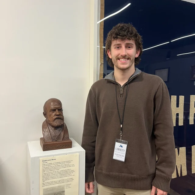 Join the Chaplain’s Museum in welcoming one of our new student staff, Isaiah Dillard! 

Isaiah is a Senior studying 6th-12th grade Social Studies Education. As an education student, Isaiah enjoys learning about all eras of history. He believes that his time in this museum will help prepare him for his future students, as well as developing his scholarship in U.S. History. 

In the Chaplains Museum, Isaiah is most drawn to our exhibit titled Partners in Service. This is where he found a familiar name in Dwight L. Moody, founder of Moody Bible Institute and Pacific Garden Mission. Isaiah was given the opportunity to visit Pacific Garden Mission and has enjoyed studying Moody’s time as a USCC delegate. 

Come visit the Chaplains Museum to learn more about the enduring contribution of chaplains to service members. 

Help the Chaplains Museum expand our collection and add new exhibits! Look for the “Donate” section at the link in our bio. 

#chaplainsmuseum #chaplain #militarychaplain #libertyuniversity