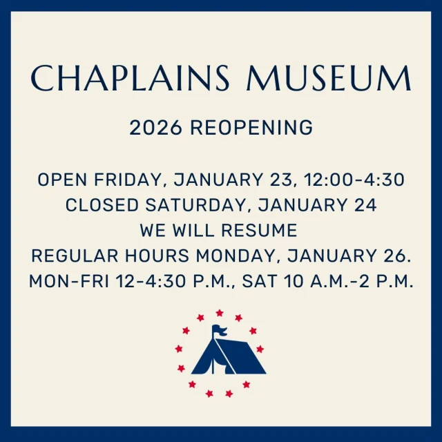 Come visit the Chaplains Museum, starting today January 23, 2026!

Help the Chaplains Museum expand our collection and add new exhibits! Look for the “Donate” section at the link in our bio.

#chaplainsmuseum #libertyuniversity #chaplain #militarychaplain