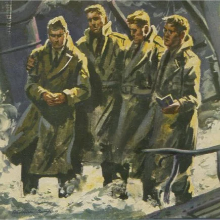 Today, we commemorate the legacy of the Four Chaplains: George L. Fox (Methodist), Alexander D. Goode (Jewish), Clark V. Poling (Dutch Reformed), and John P. Washington (Roman Catholic). On February 3, 1943, the USAT Dorchester was struck by a torpedo fired from a German U-boat in the North Atlantic. As the ship sank, the four chaplains, representing four different religious traditions, gallantly distributed life jackets to their fellow shipmates. Having run out of spare life jackets, they graciously gave up their own to save four more men. Unfortunately, all four chaplains died during the episode along with hundreds of other troops. 

Their legacy and story of sacrifice live on within the Chaplain Corps. In fact, in 1960, Congress designated a special medal in their honor, known as the Four Chaplains Medal. The four could not be awarded the Medal of Honor since their actions were not amidst direct combat with the enemy. This medal was intended to maintain the same weight and importance as the Medal of Honor and was only ever awarded to the Four. Their story is a prominent example of the selfless leadership of chaplains.

If you want to learn more about the Four Chaplains and/or other heroic stories about chaplains, come pay us a visit at the Chaplains Museum! 

 

Image: Artist’s depiction of the Four Chaplains together while the Dorchester sank. 

Courtesy of the U.S. Army Chaplain Center and School 

Help the Chaplains Museum expand our collection and add new exhibits! Look for the "Donate" section at the link in our bio. 

#chaplainsmuseum #chaplain #militarychaplain #libertyuniversity #army #worldwar2 #FourChaplains