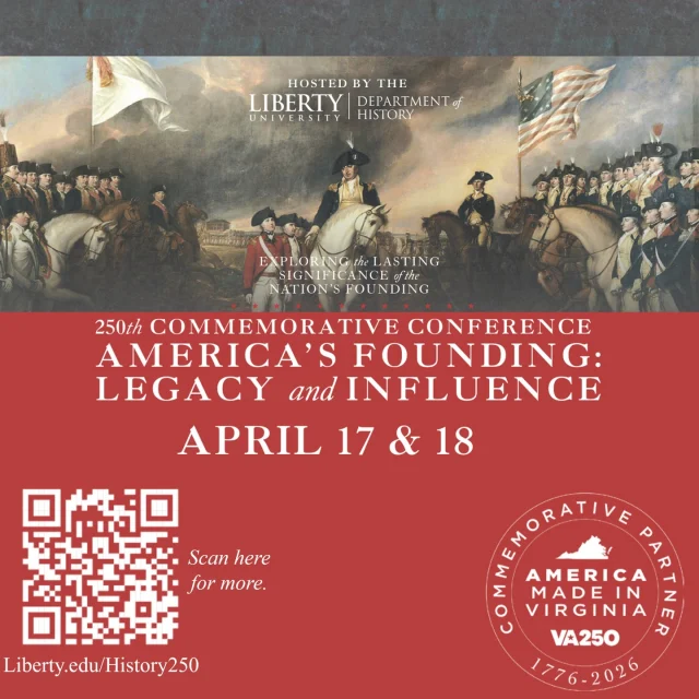 Join us for the America250 Conference hosted by Liberty’s Department of History, on Friday, April 17, and Saturday, April 18! 

Maj. Gen. USMC (Ret.) Jason Bohm, Dean of the Helms School of Government and author of Washington’s Marines, will give the keynote address on Friday. Several panels will also be featured, including one entitled “Ministers of Liberty: Military Chaplaincy from the American Revolution to the 20th Century,” on Saturday. 

The Chaplains Museum will also be open for extended hours! 

For more information on the conference, visit Liberty.edu/History250. 

 

Help the Chaplains Museum expand our collection and add new exhibits! Look for the "Donate" section at the link in our bio.   

#chaplainsmuseum #chaplain #militarychaplain #libertyuniversity #america250